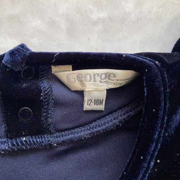 George Baby Toddler Velvet 1-Piece Romper 12-18M | Navy Sparkle Special EUC - Picture 4 of 16